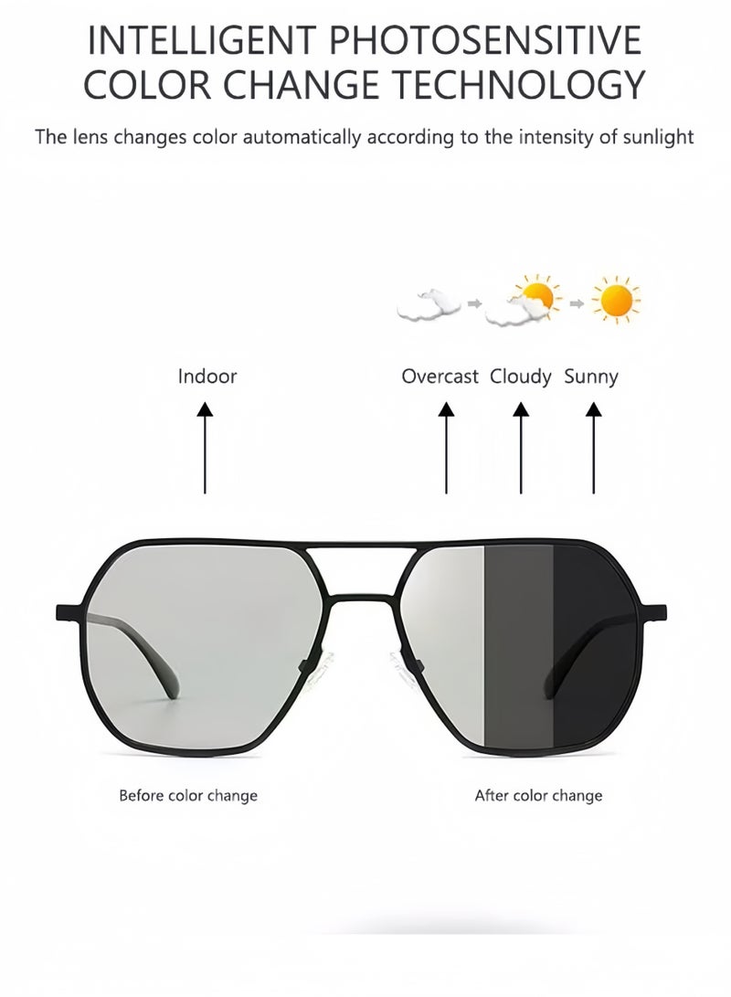 Lee Yon Men's Polarized Square Sunglasses, UV400 Protection Sun Glasses with Aluminum Magnesium Alloy Frame, Color Changing Glasses for Men Driving, Fishing, Golfing, Traveling, Gradient Grey Lens - Image 2