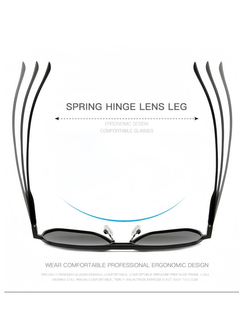 Lee Yon Men's Polarized Square Sunglasses, UV400 Protection Sun Glasses with Aluminum Magnesium Alloy Frame, Color Changing Glasses for Men Driving, Fishing, Golfing, Traveling, Gradient Grey Lens - Image 4
