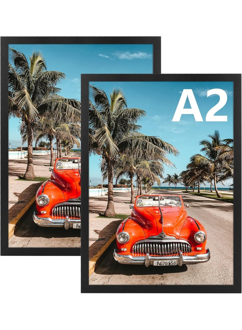 A2 Picture Frame Black Set of 2, 16.5 x 23.4 Poster Frame Wall Mounted Horizontal and Vertical - Image 1