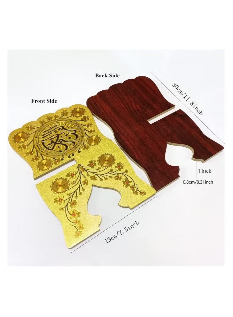 Relex Book Holder, Book Stand with Wood Carving Pattern, Bookcase for Home, Office - Image 2