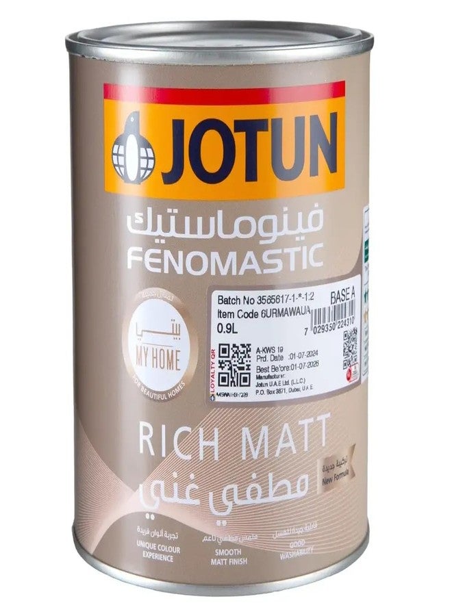 جوتن طلاء مستحلب Jotun Fenomastic Rich Matt، قاعدة A، 0.9 لتر - Image 1
