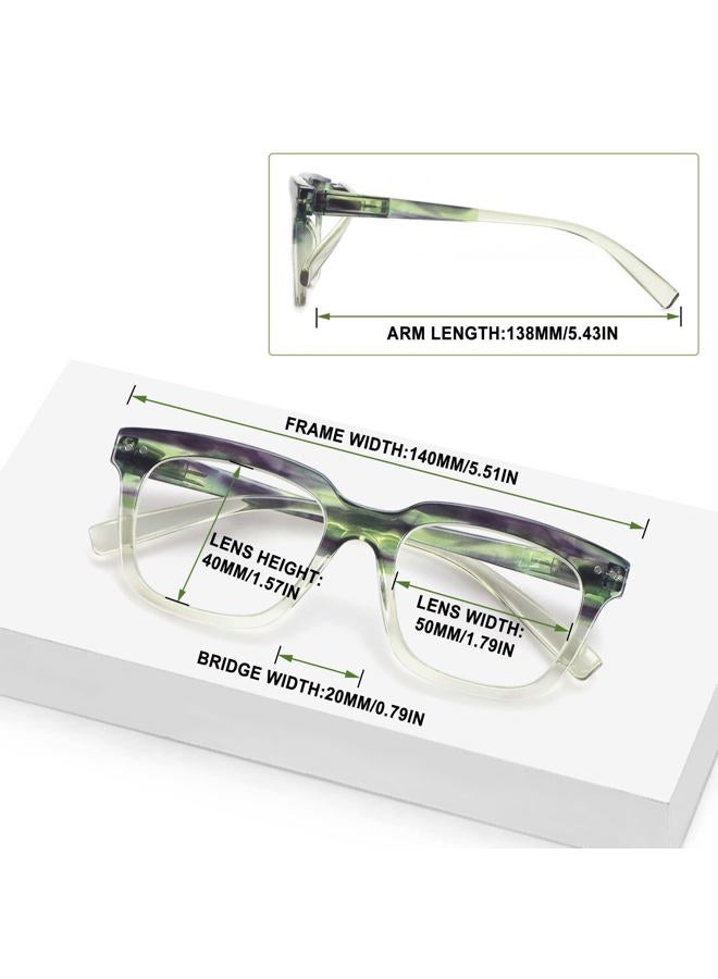 CHOFILORD 6 Pack Fashion Reading Glasses for Women Men Blue Light Blocking Oversized Square Readers with Spring Hinge (6 Pack Colorful, 2.25) - Image 2