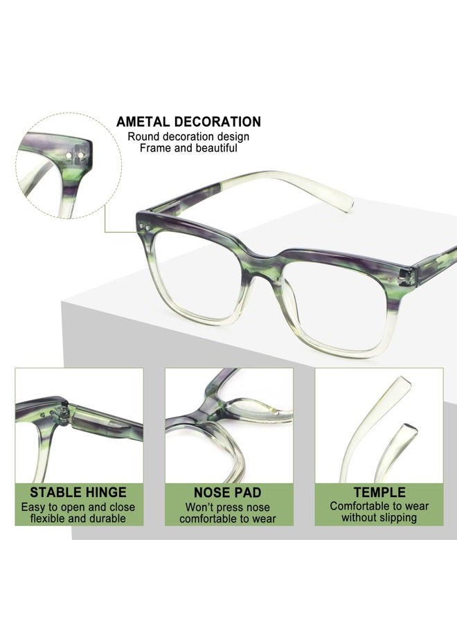 CHOFILORD 6 Pack Fashion Reading Glasses for Women Men Blue Light Blocking Oversized Square Readers with Spring Hinge (6 Pack Colorful, 2.25) - Image 3