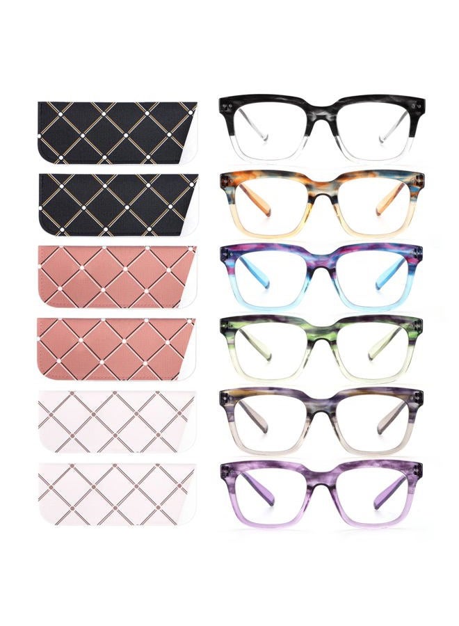 CHOFILORD 6 Pack Fashion Reading Glasses for Women Men Blue Light Blocking Oversized Square Readers with Spring Hinge (6 Pack Colorful, 2.25) - Image 1