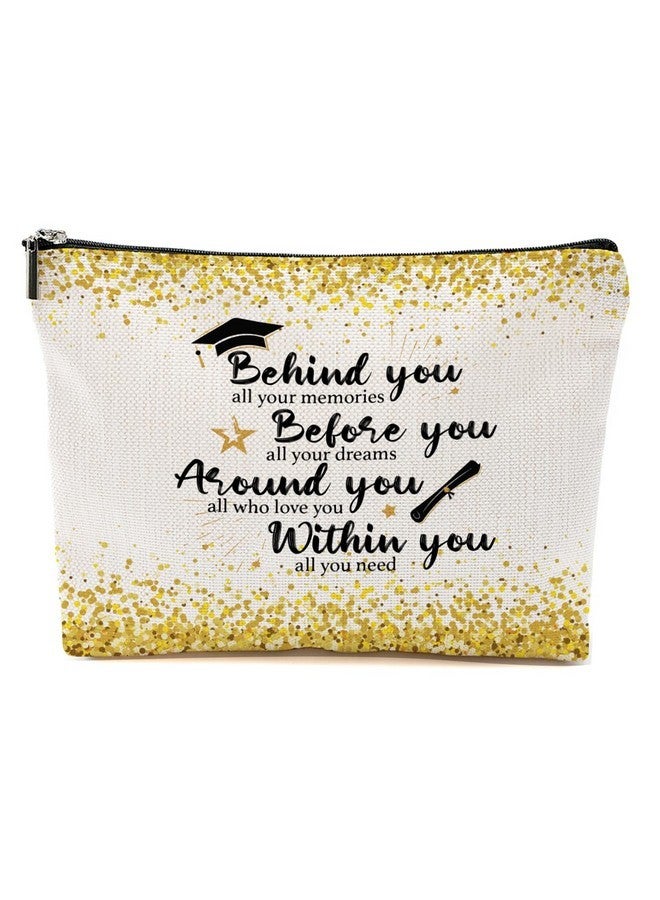 BLUE LEAVES Graduation 2024 Makeup Bag, Graduation Gifts Inspirational Congratulations Gift For Women Female Nurse Master Phd Senior High College Nursing Students Friend Sister, Graduate Cosmetic Bag  - Image 1