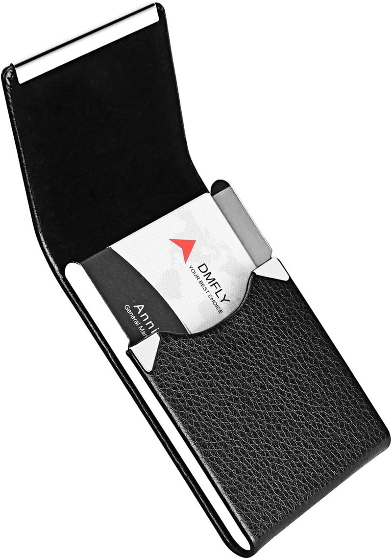 DMFLY Business Card Holder with Ultra Slim Design, Business Card Case with Premium PU Leather, Suit Pocket Metal Card Holder for Women/Men, Magnetic Closure Quick Access Cards, Small and Easy to Carry - Image 4