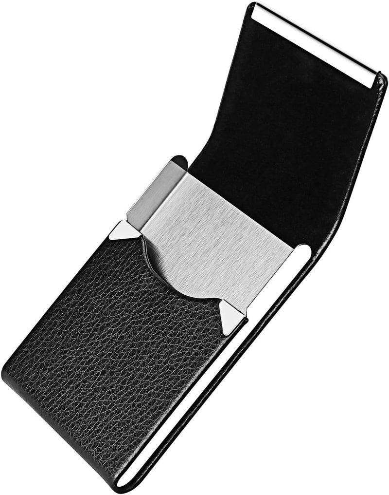 DMFLY Business Card Holder with Ultra Slim Design, Business Card Case with Premium PU Leather, Suit Pocket Metal Card Holder for Women/Men, Magnetic Closure Quick Access Cards, Small and Easy to Carry - Image 2
