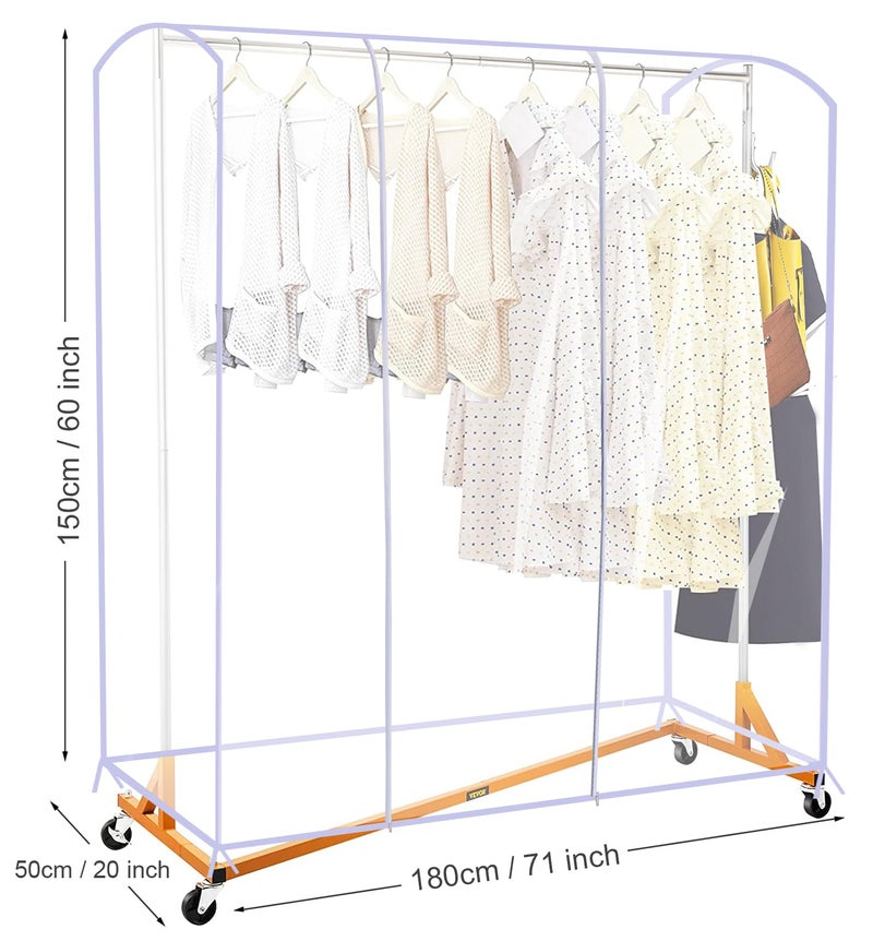 Ruibo Clear Garment Rack Cover Dustproof Clothes Rack Cover with 2 Durable Zipper/Clothing Waterproof Protector (L:71x20x60 inch) - Image 4