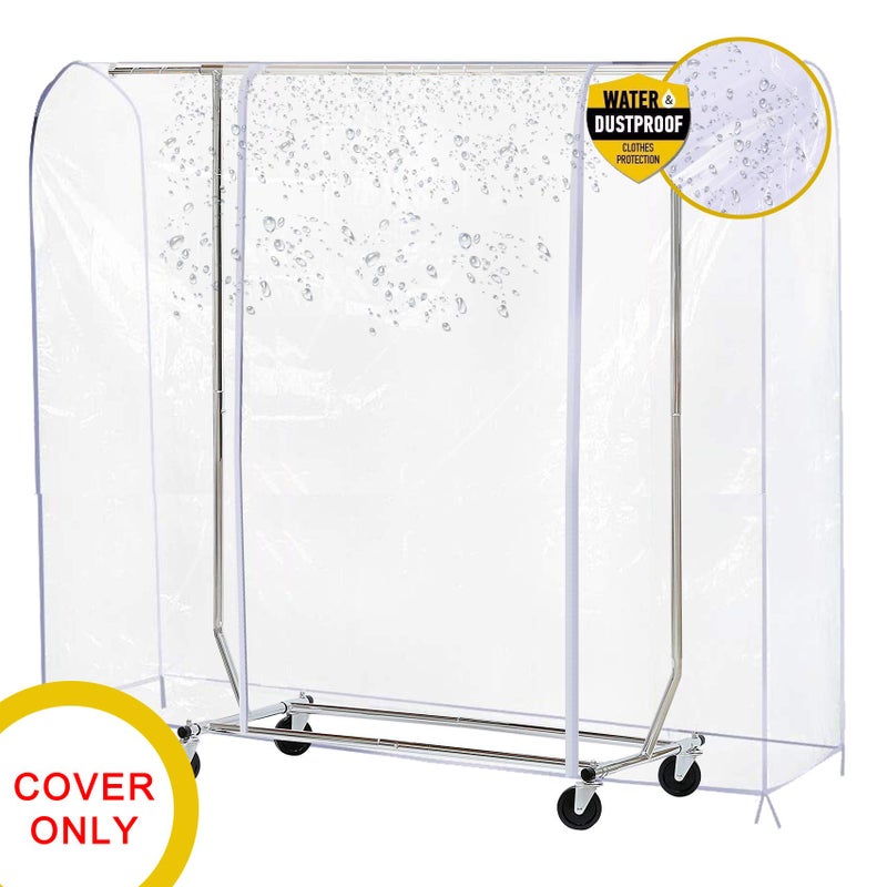 Ruibo Clear Garment Rack Cover Dustproof Clothes Rack Cover with 2 Durable Zipper/Clothing Waterproof Protector (L:71x20x60 inch) - Image 2