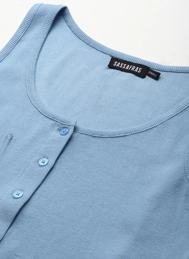 ساسافراس بلوزة قصيرة زرقاء نسائية