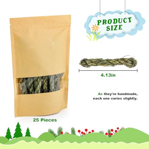 matafat 25pcs Rabbit Timothy Hay Toy for Bunny Small Animal Treats Natural Grass Stick Chew Toys Snacks Molar Teeth Grinding for Guinea Pigs Chinchillas Hamsters - Image 2