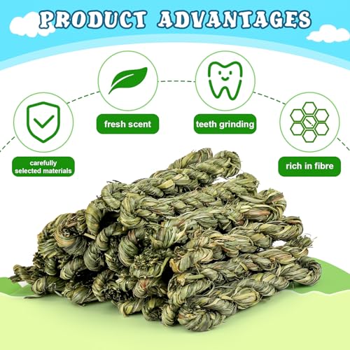 matafat 25pcs Rabbit Timothy Hay Toy for Bunny Small Animal Treats Natural Grass Stick Chew Toys Snacks Molar Teeth Grinding for Guinea Pigs Chinchillas Hamsters - Image 3