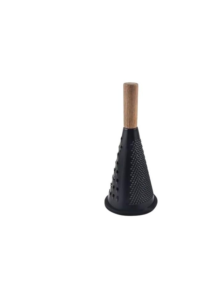 Tri-Face Cone Shaped Stainless Steel Vegetable Grater with Beech Wood Handle and Silicone Base - Multi-Purpose for Grating Vegetables, Nutmeg, Cheese Sh - Image 1