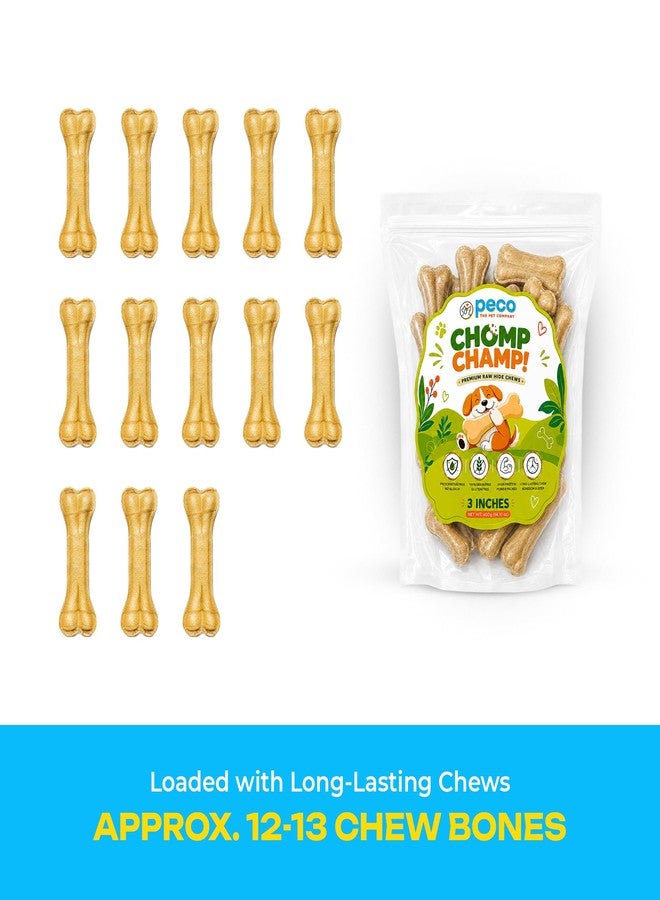 Peco Chomp Champ Premium Rawhide Dog Treats & Chew Bones for Dogs, 3 Inch, 400g Haddi Treat | Non-Bleached, Long-Lasting Dog Chew, High Protein & Low Fat, Natural Dental Chew for Small & Medium Breeds - Image 4
