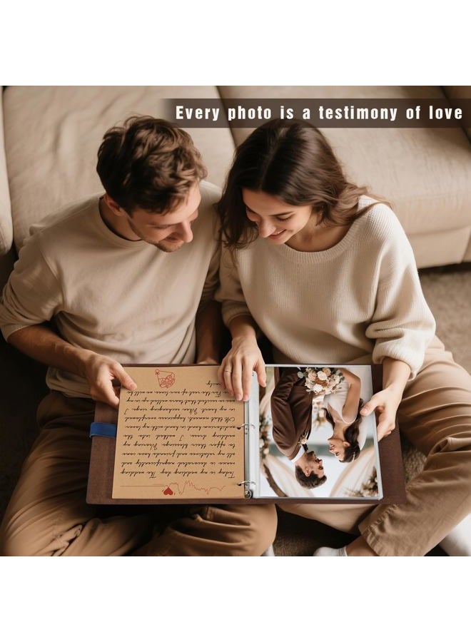 Artmag Photo Album 8x10 100 Photos, Thick Leather Cover Picture Album with 20 PCS Kraft Writing Paper Holds 100 Horizontal Photos for Family Wedding Anniversary (Dark Green) - Image 5