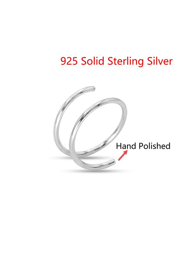 Double Nose Cuff for Single Piercing, Gold Filled or Sterling Silver Spiral Twist Nose Cuff for Women Girls (Silver) - Image 2