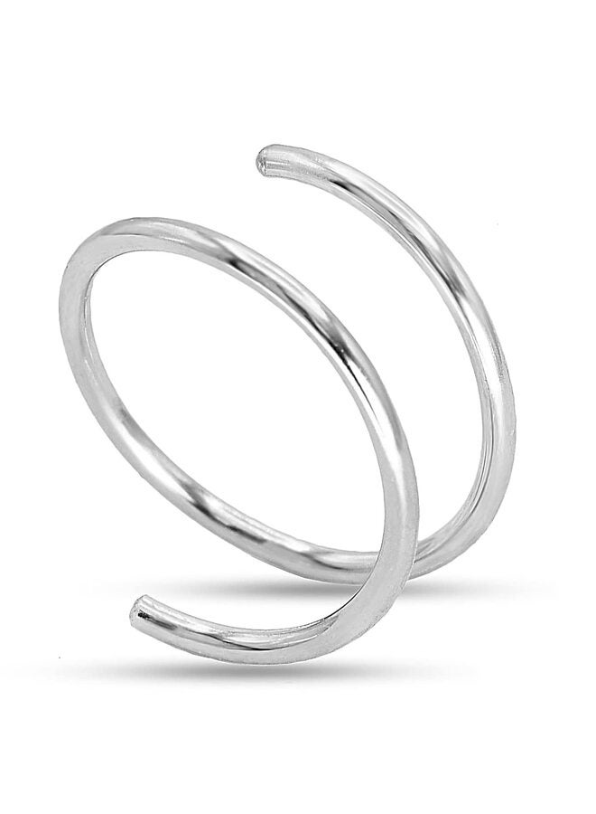Double Nose Cuff for Single Piercing, Gold Filled or Sterling Silver Spiral Twist Nose Cuff for Women Girls (Silver) - Image 1