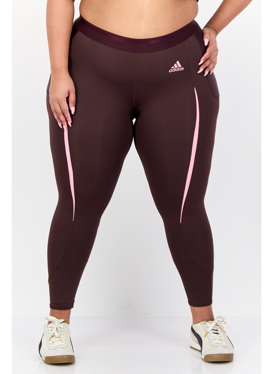 Adidas Women Plus Size Training Leggings, Dark Burgundy  - Image 1