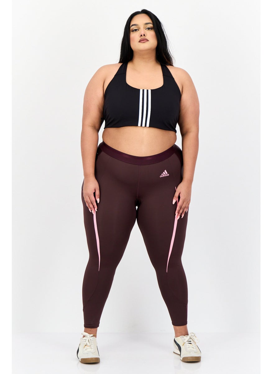 Adidas Women Plus Size Training Leggings, Dark Burgundy  - Image 4