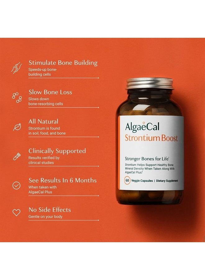 ALGAECAL - AlgaeCal - Strontium Boost, Natural Strontium Supplement for Bone Density Increase, Strontium Citrate 680 mg, Easy to Swallow for Bone Health & Bone Strength, Gluten Free-Save More with 3 Month Supply - Image 1