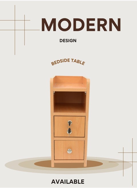 Slim Minimalist Design Tall Nightstand /bedside Table / Mid Century Modern Design bedside table / Nightstand with 2 Drawers and Sturdy MDF Frame, Perfect for Modern Bedroom and living room Space, Ideal for small spaces, it combines functionality with style, offering storage without taking up much room. (Golden Beige) Arfan