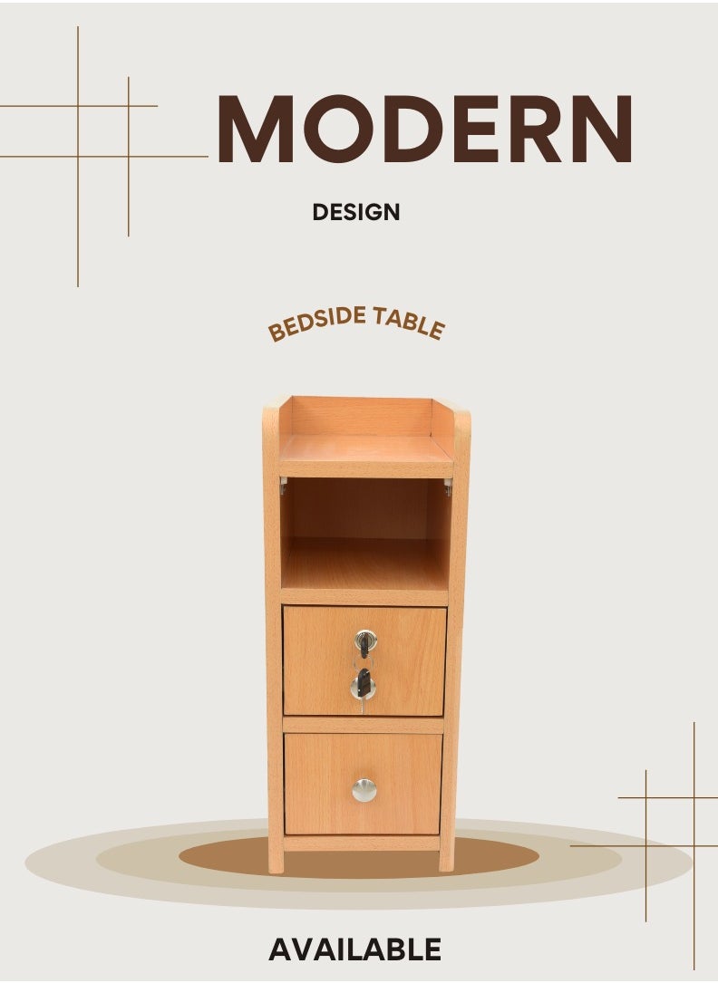 AFT - Slim Minimalist Design Tall Nightstand /bedside Table / Mid Century Modern Design bedside table / Nightstand with 2 Drawers and Sturdy MDF Frame, Perfect for Modern Bedroom and living room Space, Ideal for small spaces, it combines functionality with style, offering storage without taking up much room. (Golden Beige) Arfan - Image 1