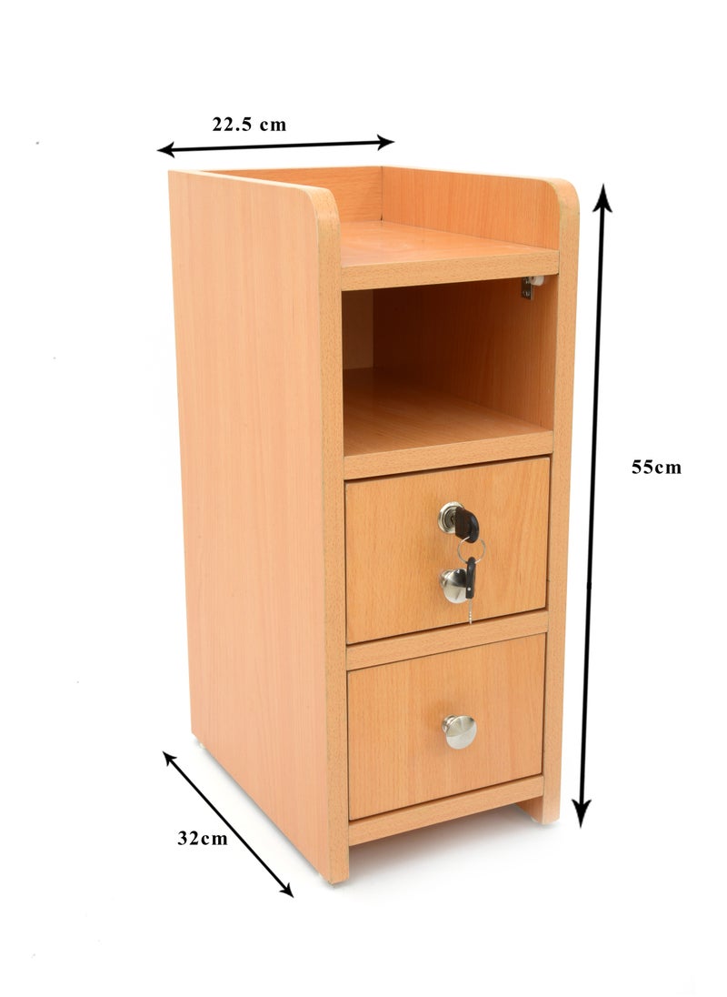 AFT - Slim Minimalist Design Tall Nightstand /bedside Table / Mid Century Modern Design bedside table / Nightstand with 2 Drawers and Sturdy MDF Frame, Perfect for Modern Bedroom and living room Space, Ideal for small spaces, it combines functionality with style, offering storage without taking up much room. (Golden Beige) Arfan - Image 1