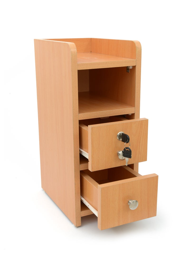 AFT - Slim Minimalist Design Tall Nightstand /bedside Table / Mid Century Modern Design bedside table / Nightstand with 2 Drawers and Sturdy MDF Frame, Perfect for Modern Bedroom and living room Space, Ideal for small spaces, it combines functionality with style, offering storage without taking up much room. (Golden Beige) Arfan - Image 1