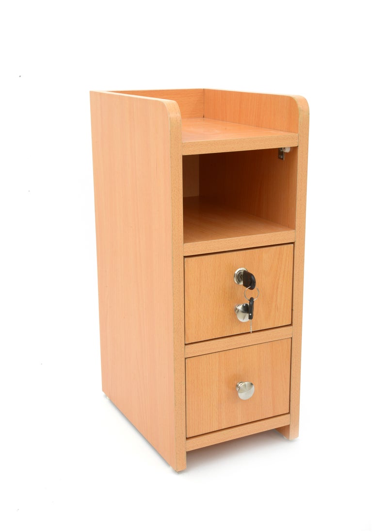 AFT - Slim Minimalist Design Tall Nightstand /bedside Table / Mid Century Modern Design bedside table / Nightstand with 2 Drawers and Sturdy MDF Frame, Perfect for Modern Bedroom and living room Space, Ideal for small spaces, it combines functionality with style, offering storage without taking up much room. (Golden Beige) Arfan - Image 1