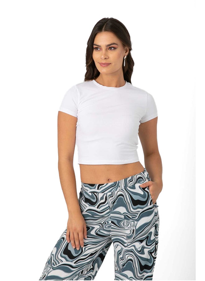 Marco Bergamo - Crew Neck Cropped Plain Top - Image 1