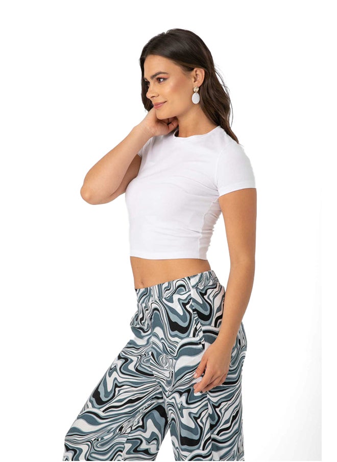 Marco Bergamo - Crew Neck Cropped Plain Top - Image 1