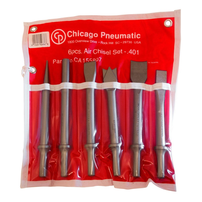 Chicago Pneumatic CA155807 - Chisel Kit - Rivet Cutter, Twin Blade Cutter, Cold Chisel, Straight Punch, Tapered Punch & Spot Weld Splitter - 0.401 Inch (10.2 mm) Round Shank (6 PCS) - Image 3