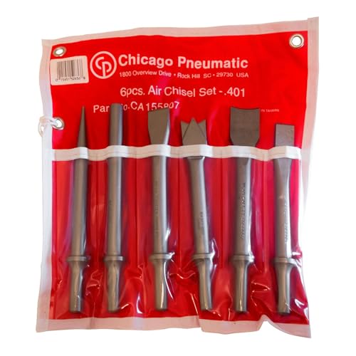 Chicago Pneumatic CA155807 - Chisel Kit - Rivet Cutter, Twin Blade Cutter, Cold Chisel, Straight Punch, Tapered Punch & Spot Weld Splitter - 0.401 Inch (10.2 mm) Round Shank (6 PCS) - Image 1