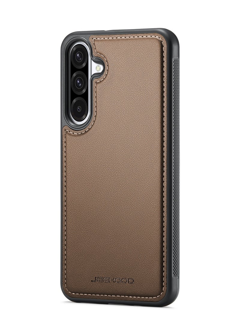 JEEHOOD Phone Case cover Luxury PU Leather Back Cover Cover  Compatible with  Samsung Galaxy A56 (Brown) - Image 1