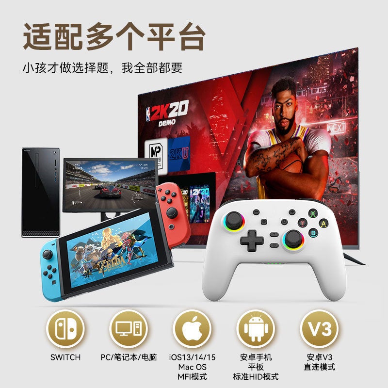 نموذج خاص لجهاز تحكم ألعاب Switch - معالج لعاب Tears of the Kingdom - معالج SwitchPRO لاسلكي بلوتوث بالاهتزاز الحسي لون أبيض - Image 3