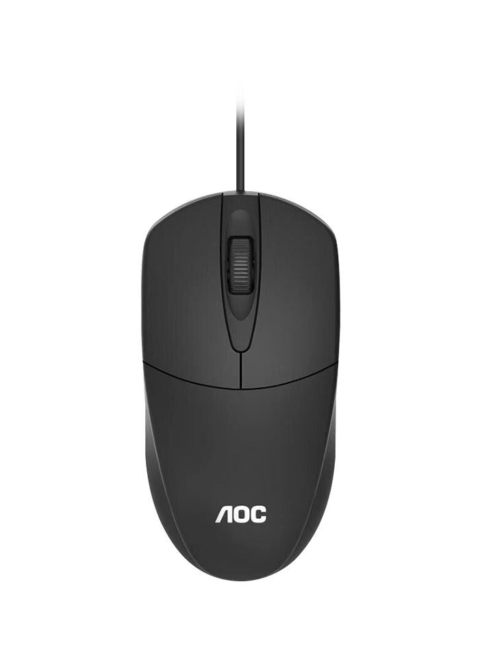 AOC MS121 Wired Optical Mouse for Laptops, Desktops, AIO - Black - Image 1
