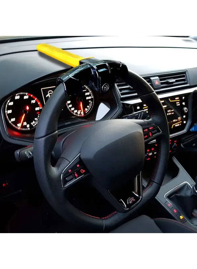 قفل عجلة القيادة الثقيل باللون الأصفر للشاحنات وسيارات الدفع الرباعي مع مفتاحين، جهاز أمان مضاد للسرقة للسيارات، يناسب معظم المركبات، لا حاجة للحفر. - Image 1