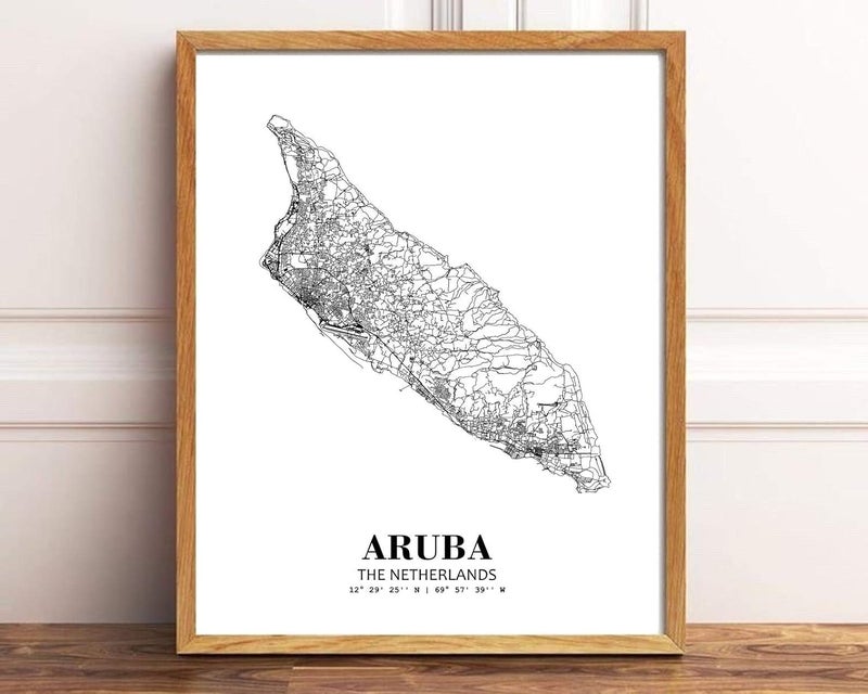 Eleville 18X24 Unframed Aruba The Netherlands City View Abstract Road Modern Map Art Print Poster Wall Office Home Decor Minimalist Line Art Hometown Housewarming wgn243 - Image 2
