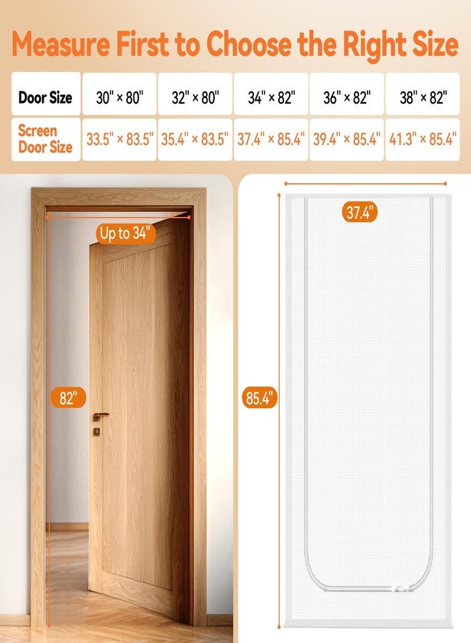 باب شبكي للقطط من BFNN، بوابة شبكية عالية جدًا مقاومة للقطط، تناسب مقاس الباب 34 بوصة × 82.5 بوصة، شبكة مضادة للخدش مع إغلاق بسحاب، لغرفة المعيشة والمطبخ وغرفة النوم (أبيض، على شكل حرف U) - Image 3