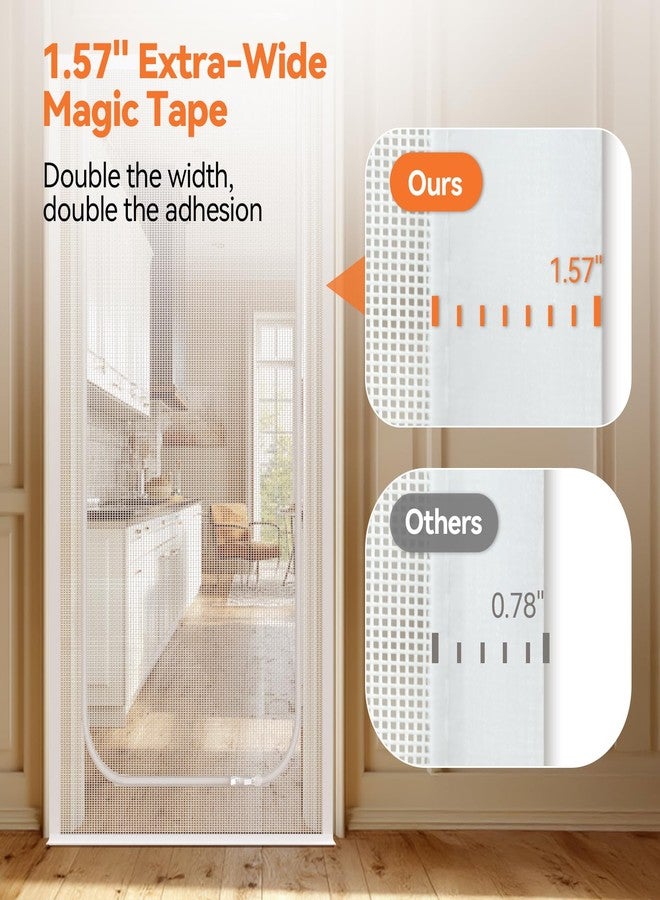 باب شبكي للقطط من BFNN، بوابة شبكية عالية جدًا مقاومة للقطط، تناسب مقاس الباب 34 بوصة × 82.5 بوصة، شبكة مضادة للخدش مع إغلاق بسحاب، لغرفة المعيشة والمطبخ وغرفة النوم (أبيض، على شكل حرف U) - Image 5