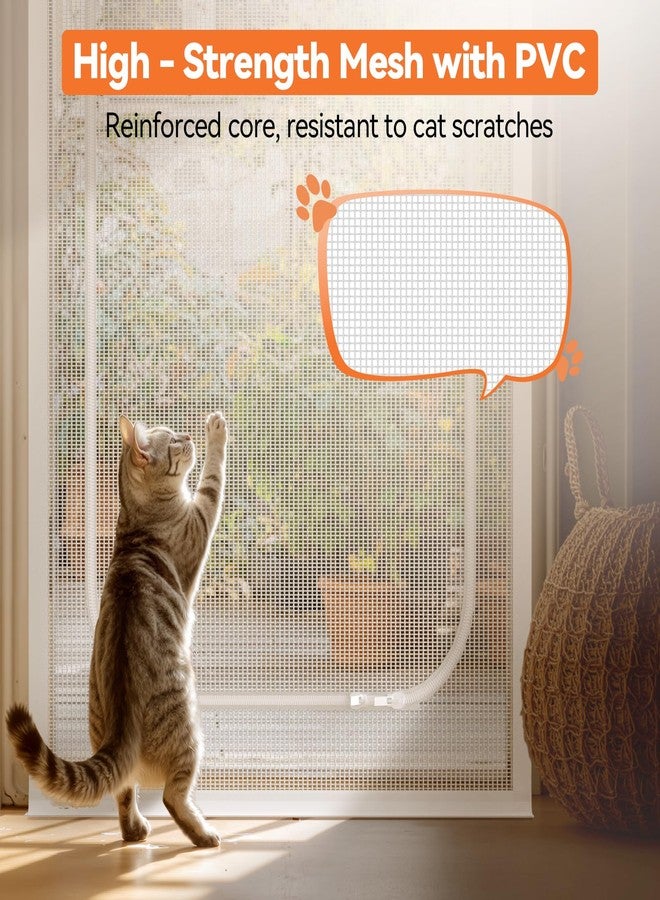 باب شبكي للقطط من BFNN، بوابة شبكية عالية جدًا مقاومة للقطط، تناسب مقاس الباب 34 بوصة × 82.5 بوصة، شبكة مضادة للخدش مع إغلاق بسحاب، لغرفة المعيشة والمطبخ وغرفة النوم (أبيض، على شكل حرف U) - Image 2