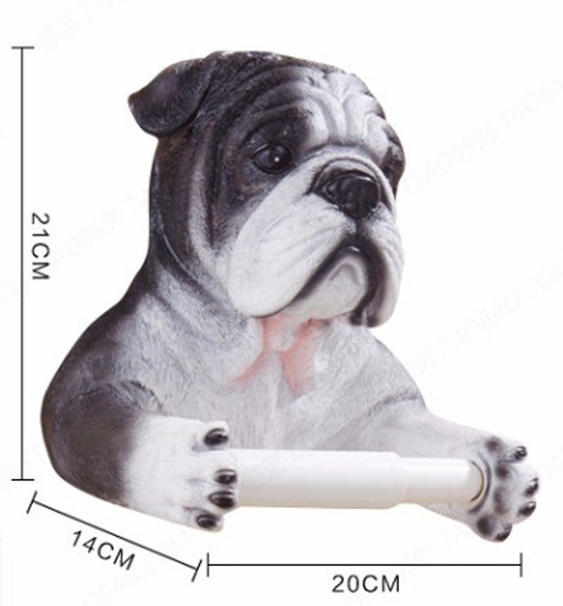123Arts 3D Bulldog End Wall Mounted Single Toilet Paper Roll Holder Dispenser - Image 2