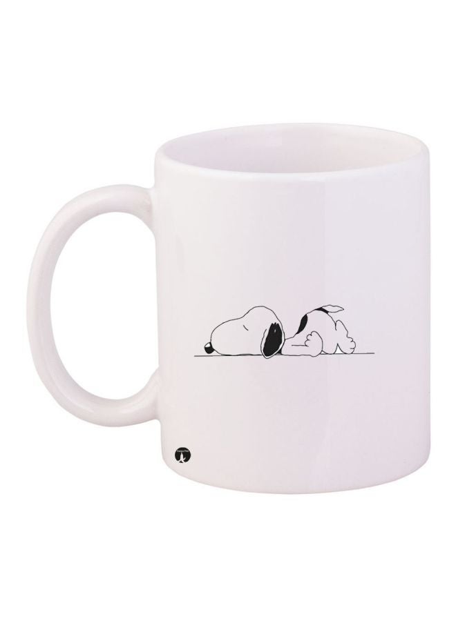 RYN Cartoon Dog Printed Coffee Mug White/Black 11ounce