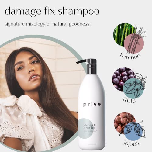 PRIVE Privé Damage Fix Hair Shampoo for Women & Men - Sulfate-Free Repair Shampoo for Damaged Hair - Strengthening & Moisturizing Formula for Dry, Dull & Over-Processed Strands (33.8 oz) - Image 3