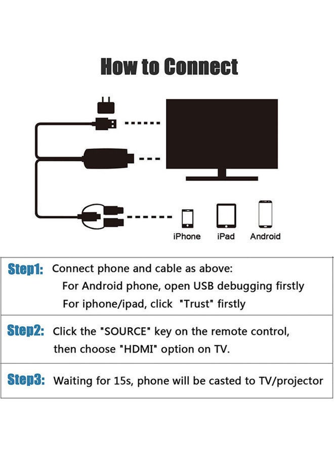 NIBEMINENT Cable HDTV For All Devices Of Easy PaiRing The Mobile With TV At Same Time Black/Grey  - Image 3