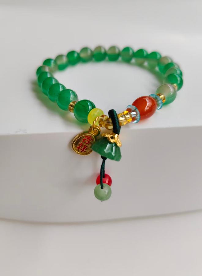 Take Two Jade Beaded Bracelet with Lucky Charm - Image 1