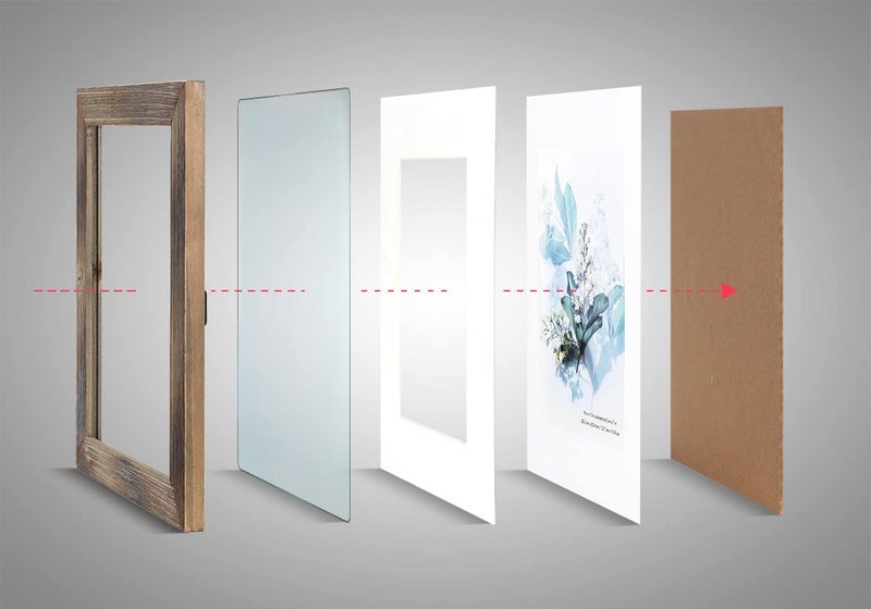 KAIWIN 100% Solid Wood Brown 8x10 Picture Frame 4 Pack - Display Picture 5x7 with Mat  HD Glass Inside  Rustic Wooden Photo Frames for Table Top and Wall Mounting - Image 5