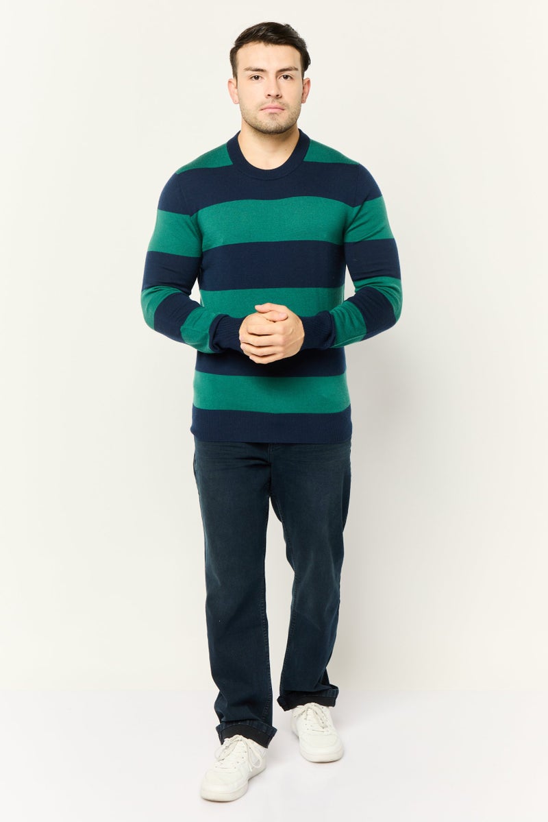ESPRIT Men Crew Neck Long Sleeves Stripe Sweater, Multicolor - Image 2