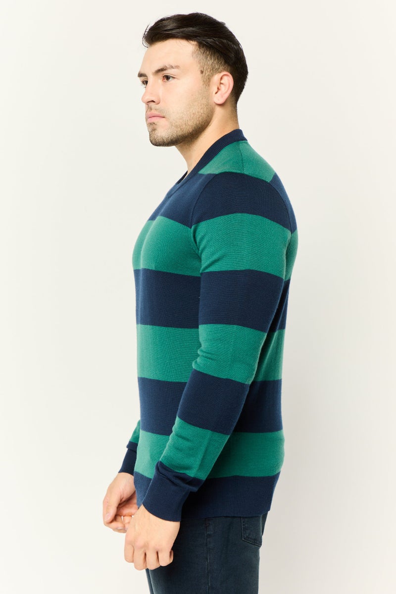 ESPRIT Men Crew Neck Long Sleeves Stripe Sweater, Multicolor - Image 3
