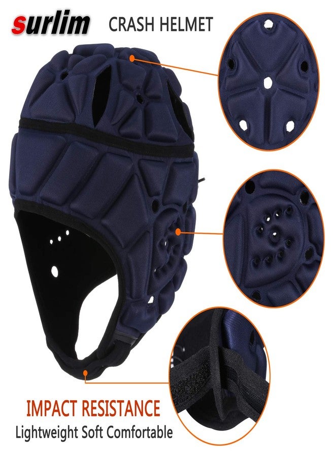 Surlim Soft Helmet for Flag Football Scrum Cap Soft Shell Helmet Rugby Headgear for Youth Adults (Navy Blue, Large) - Image 3